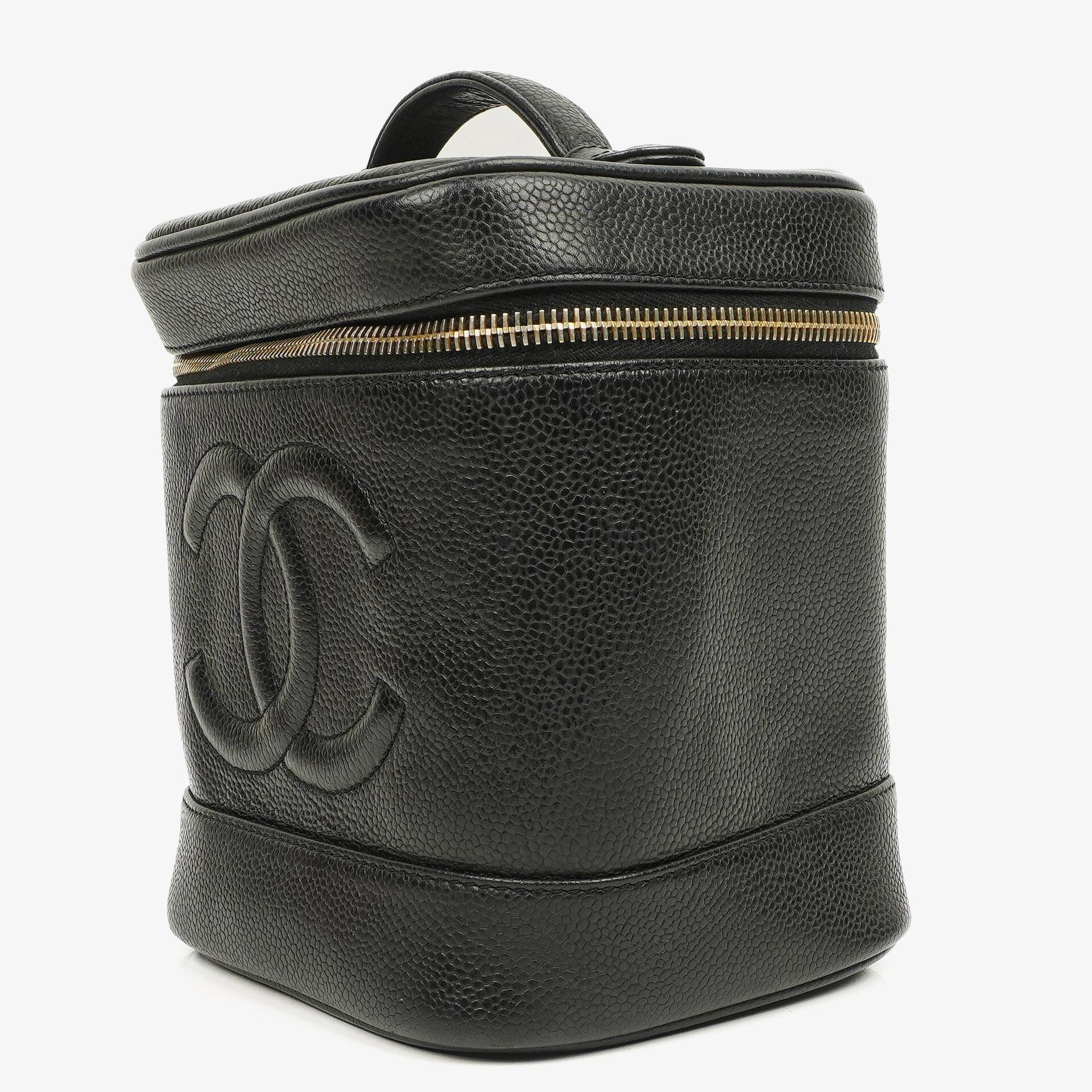 Chanel Black Quilted Caviar Leather Vanity Case