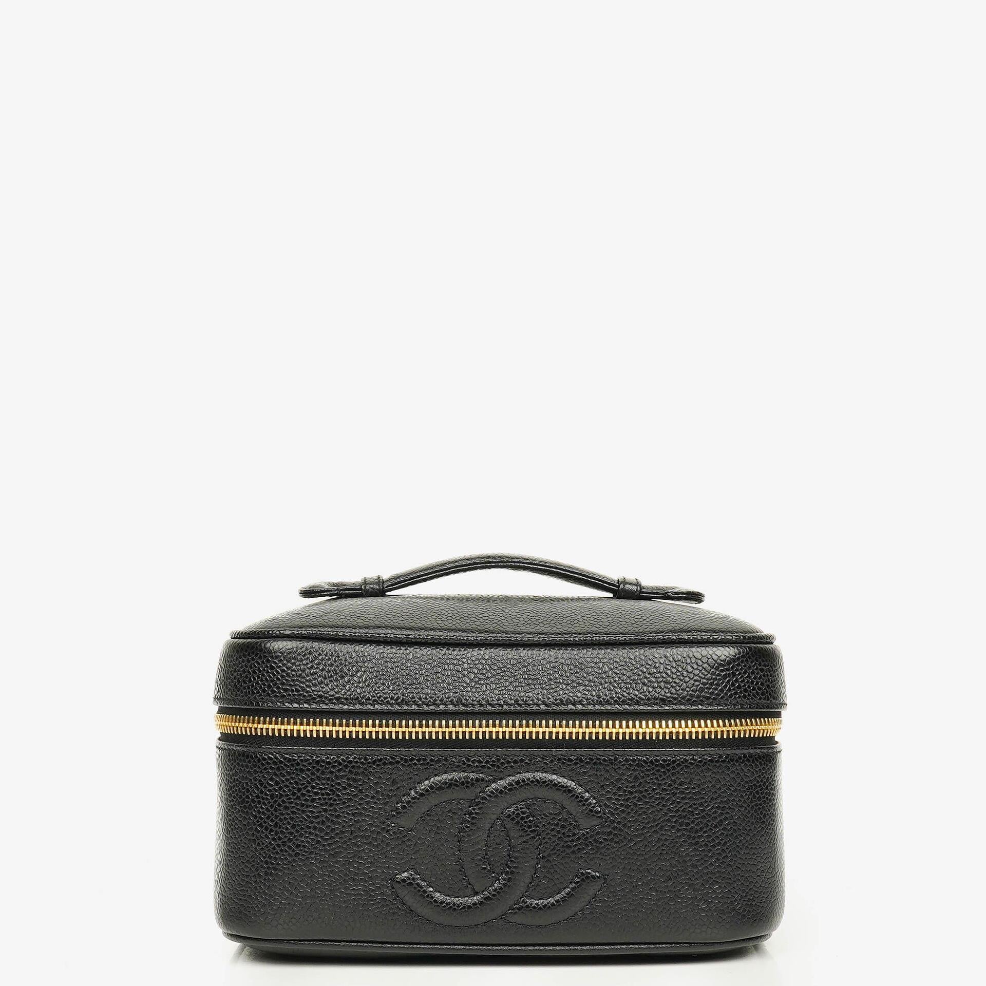 Chanel Black Quilted Caviar Leather Vanity Case