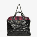 Chanel Black Quilted Glazed Calfskin Leather and Tweed Portobello Tote Bag