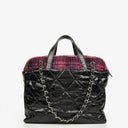 Chanel Black Quilted Glazed Calfskin Leather and Tweed Portobello Tote Bag