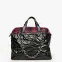 Chanel Black Quilted Glazed Calfskin Leather and Tweed Portobello Tote Bag