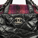 Chanel Black Quilted Glazed Calfskin Leather and Tweed Portobello Tote Bag