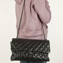 Chanel Black Quilted Lambskin Maxi 3 Accordion Flap Bag