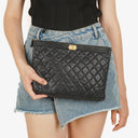 Chanel Black Quilted Leather Caviar Boy Medium Clutch