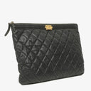 Chanel Black Quilted Leather Caviar Boy Medium Clutch