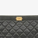 Chanel Black Quilted Leather Caviar Boy Medium Clutch