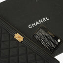 Chanel Black Quilted Leather Caviar Boy Medium Clutch