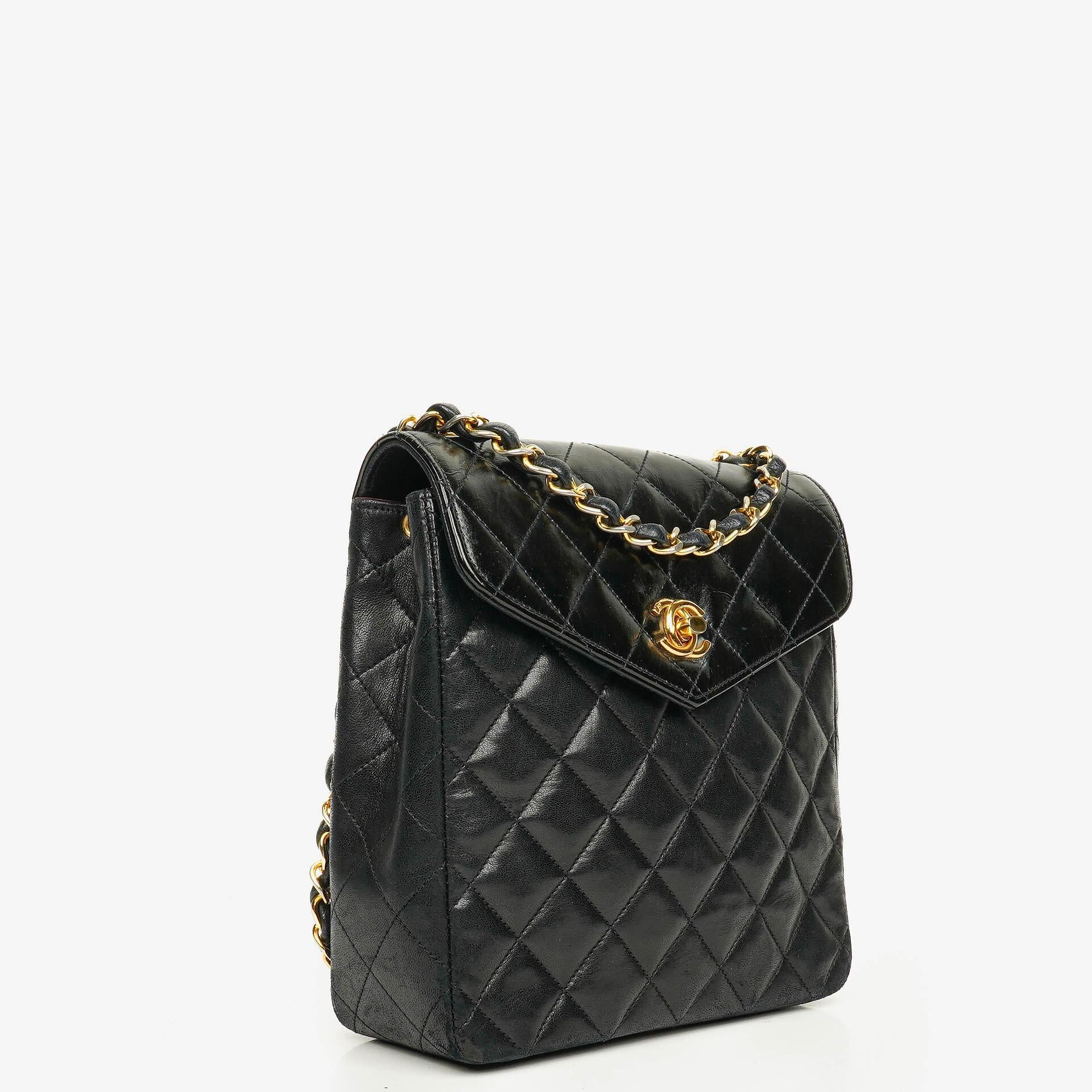 Chanel Black Quilted Leather Square Single Flap Bag