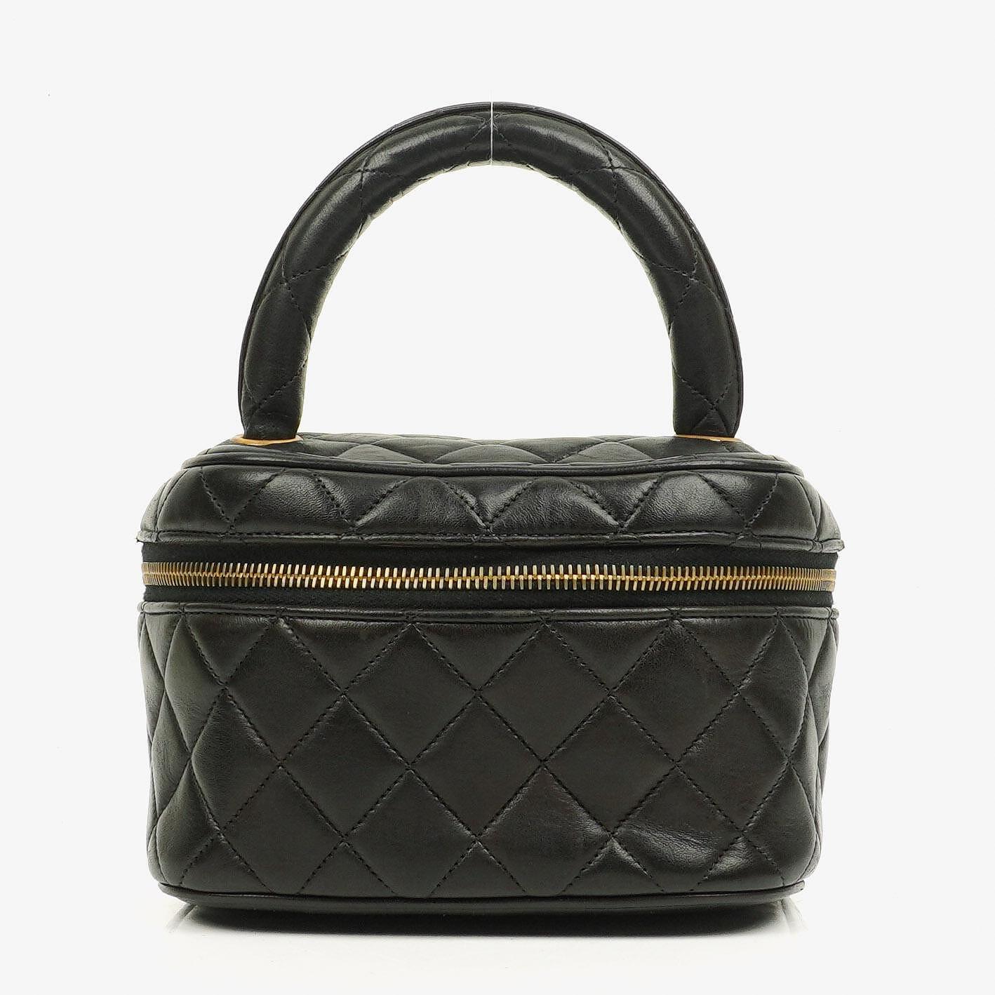 Chanel Black Quilted Leather Vanity Case
