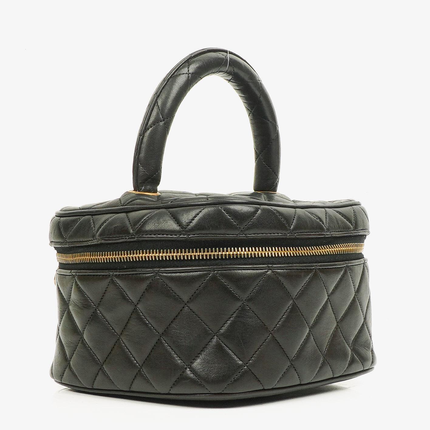 Chanel Black Quilted Leather Vanity Case