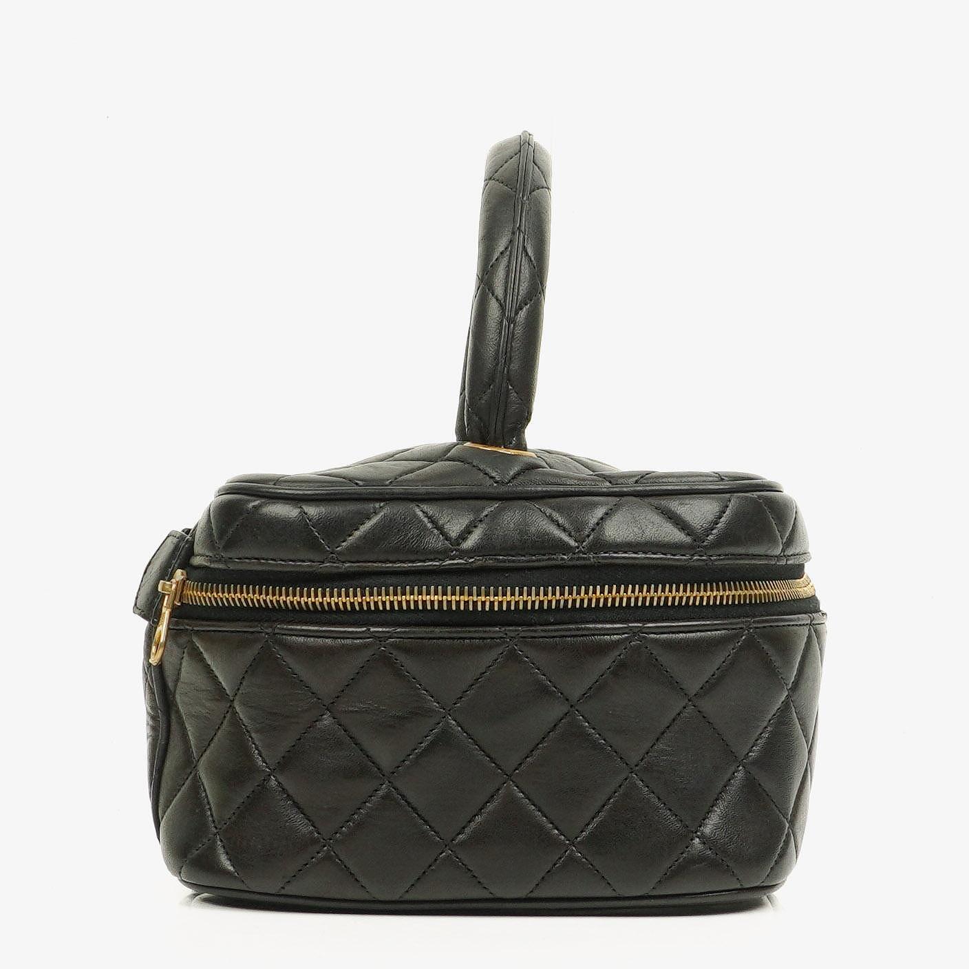 Chanel Black Quilted Leather Vanity Case