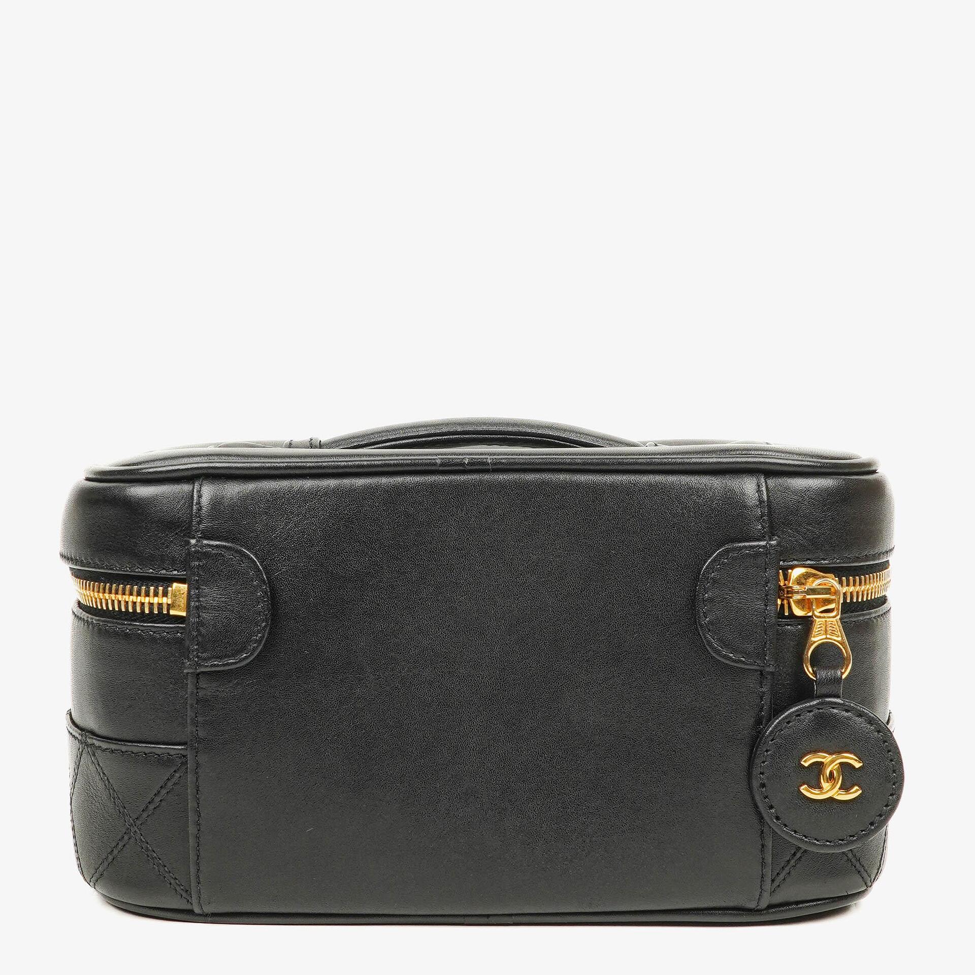 Chanel Black Quilted Leather Vanity Case