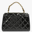 Chanel Black Quilted Patent Leather CC Flap Double Chain Bag