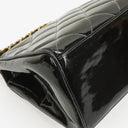 Chanel Black Quilted Patent Leather CC Flap Double Chain Bag