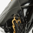 Chanel Black Quilted Patent Leather CC Flap Double Chain Bag