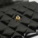 Chanel Black Quilted Patent Leather CC Flap Double Chain Bag