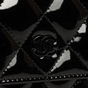 Chanel Black Quilted Patent Leather Wallet On Chain WOC With Silver-Tone Hardware