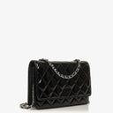 Chanel Black Quilted Patent Leather Wallet On Chain WOC With Silver-Tone Hardware