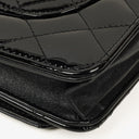 Chanel Black Quilted Patent Leather Wallet On Chain WOC With Silver-Tone Hardware