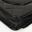 Chanel Black Quilted Patent Leather Wallet On Chain WOC With Silver-Tone Hardware