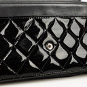Chanel Black Quilted Patent Leather Wallet On Chain WOC With Silver-Tone Hardware