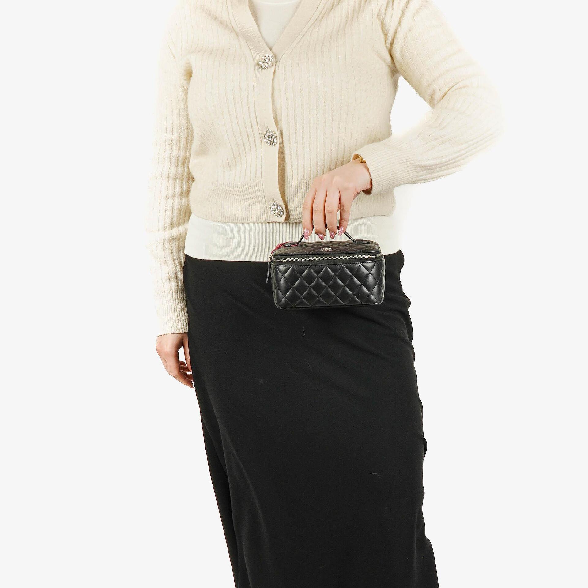 Chanel Black Quilted Vanity Case