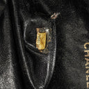Chanel Black Suede Stitched Chocolate Bar Drawstring Tote Bag