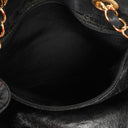 Chanel Black Suede Stitched Chocolate Bar Drawstring Tote Bag