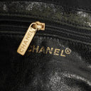 Chanel Black Suede Stitched Chocolate Bar Drawstring Tote Bag