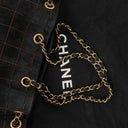 Chanel Black Suede Stitched Chocolate Bar Drawstring Tote Bag