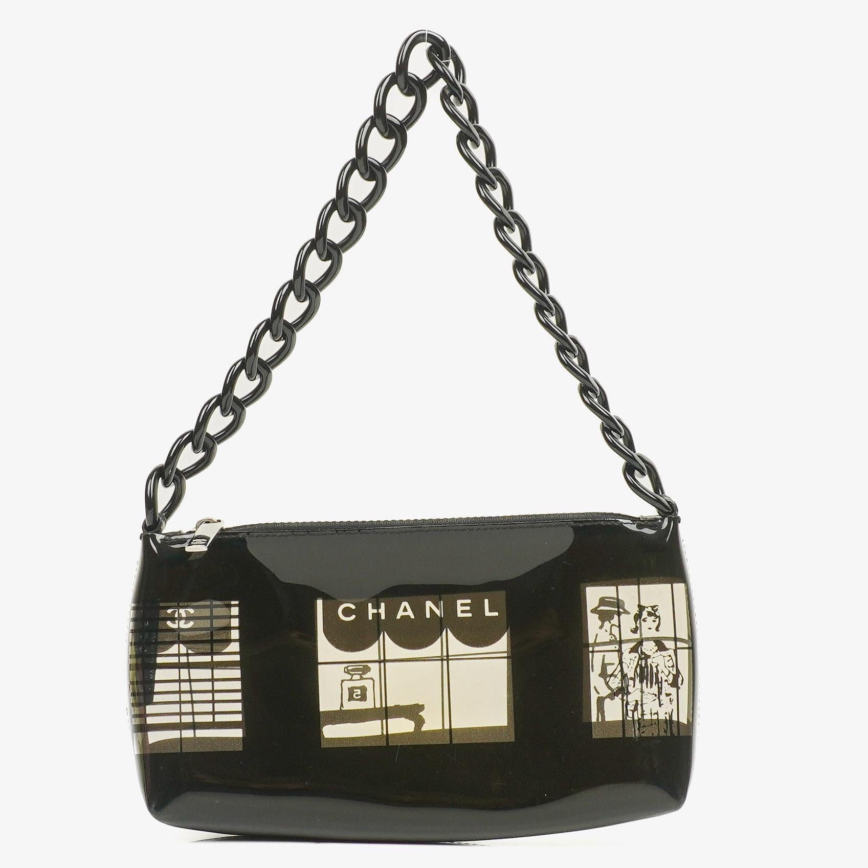 Chanel Black Vinyl Maison Window Print Shoulder Bag, 2003-2004