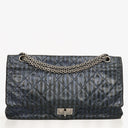 Chanel Blue Metallic Striped 2.55 Reissue Quilted Calfskin Leather 227 Jumbo Flap Bag