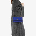 Chanel Blue Quilted Patent Leather Long Flap Bag