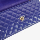 Chanel Blue Quilted Patent Leather Long Flap Bag