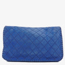 Chanel Blue Quilted Suede Whipstitch Large Flap Bag