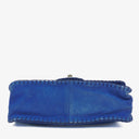 Chanel Blue Quilted Suede Whipstitch Large Flap Bag