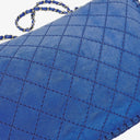 Chanel Blue Quilted Suede Whipstitch Large Flap Bag