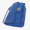 Chanel Blue Quilted Suede Whipstitch Large Flap Bag