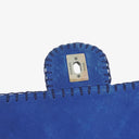 Chanel Blue Quilted Suede Whipstitch Large Flap Bag