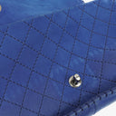 Chanel Blue Quilted Suede Whipstitch Large Flap Bag