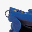 Chanel Blue Quilted Suede Whipstitch Large Flap Bag