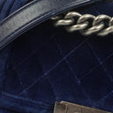 Chanel Kleine Boy Flap Tasche Blauer Samt Ruthenium Hardware