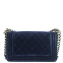Chanel Kleine Boy Flap Tasche Blauer Samt Ruthenium Hardware