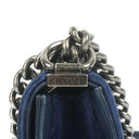 Chanel Kleine Boy Flap Tasche Blauer Samt Ruthenium Hardware