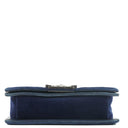 Chanel Kleine Boy Flap Tasche Blauer Samt Ruthenium Hardware