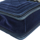 Chanel Kleine Boy Flap Tasche Blauer Samt Ruthenium Hardware