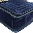 Chanel Kleine Boy Flap Tasche Blauer Samt Ruthenium Hardware