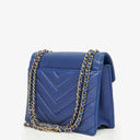 Chanel Blue Small Chevron Leather Envelope Flap Bag