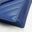 Chanel Blue Small Chevron Leather Envelope Flap Bag