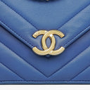 Chanel Blue Small Chevron Leather Envelope Flap Bag